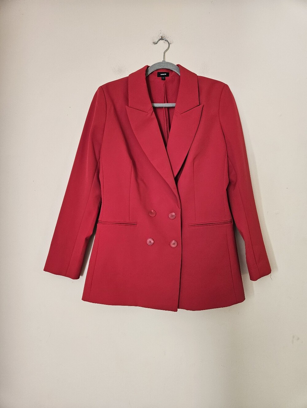 Express Women's Red Double-Breasted Blazer Jacket, Size Large